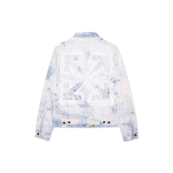 WASHED ARROW PRINT DENIM Jacket Men Light Blue White