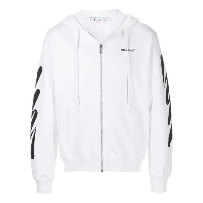 Wave Diag Print Zip-Up Hoodie