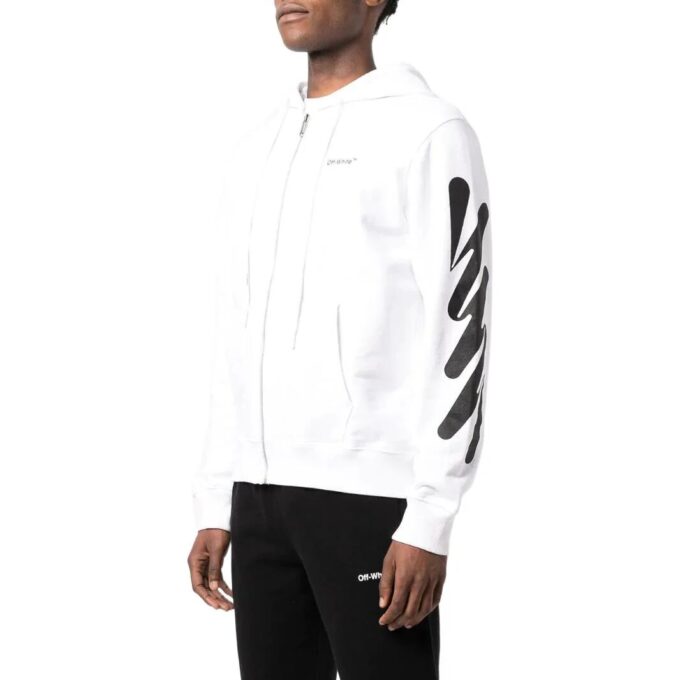 Wave Diag Print Zip-Up Hoodie