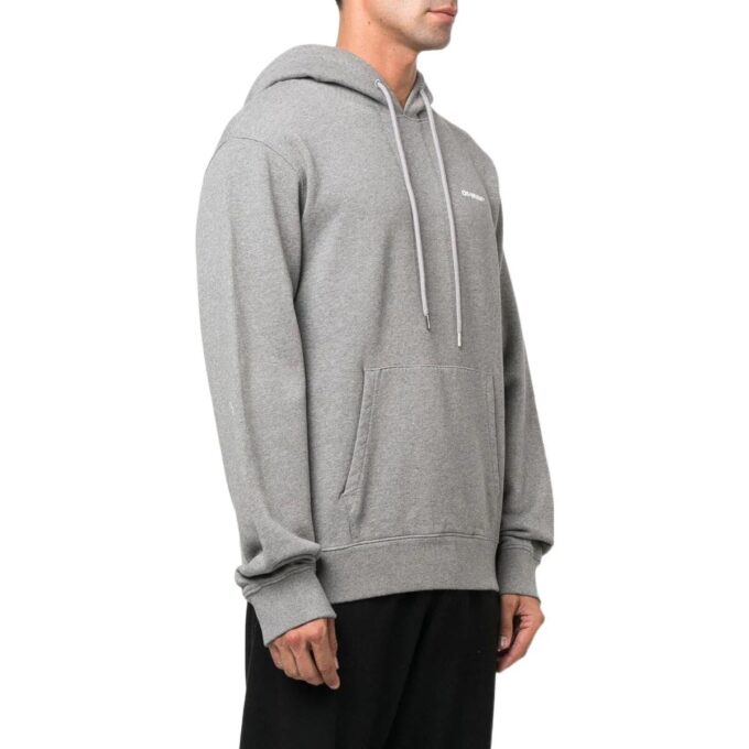 Wave Outline Diagonal Slim Hoodie “Grey Marl”