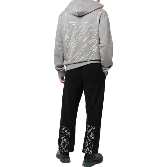Wave Outline Diagonal Slim Hoodie “Grey Marl”