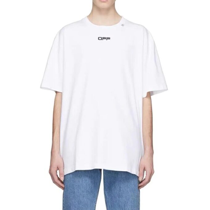 Wavy Line Logo Basic Alphabet Slogan Short Sleeve Ordinary Version White