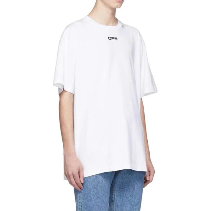 Wavy Line Logo Basic Alphabet Slogan Short Sleeve Ordinary Version White
