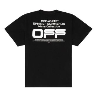 Wavy Line White T-Shirt Printing Short Sleeve Loose Fit Black