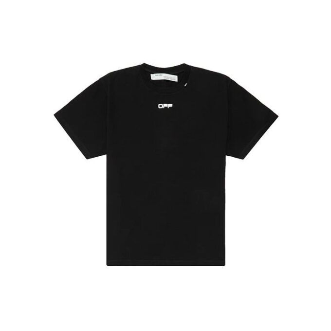 Wavy Line White T-Shirt Printing Short Sleeve Loose Fit Black