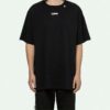 Wavy Line White T-Shirt Printing Short Sleeve Loose Fit Black