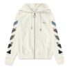 Zipped Up Printed Hooded sweater Men White