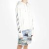 Zipped Up Printed Hooded sweater Men White