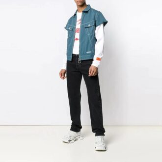 Zipper Denim Short Sleeve Shirt Loose Fit Blue Zipper Denim Short Sleeve Shirt Loose Fit Blue